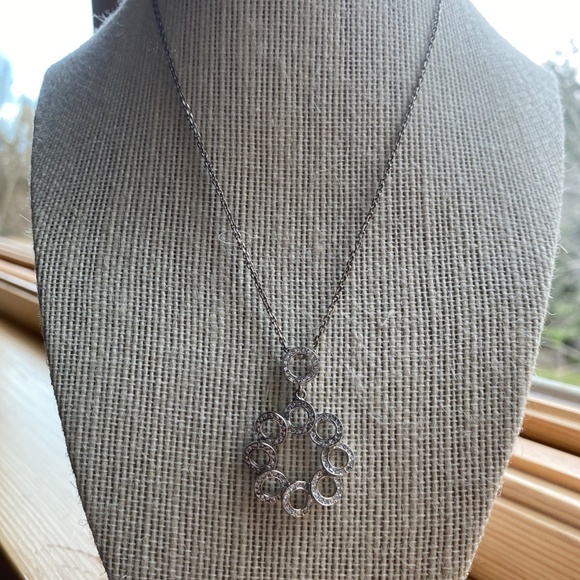 Circles Pave Silver NECKLACE NWT - Picture 8 of 9